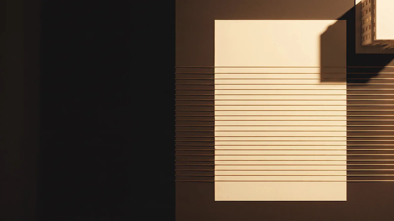 Brass wires laid flat as ruled lines across a sheet of cream paper beside a model city